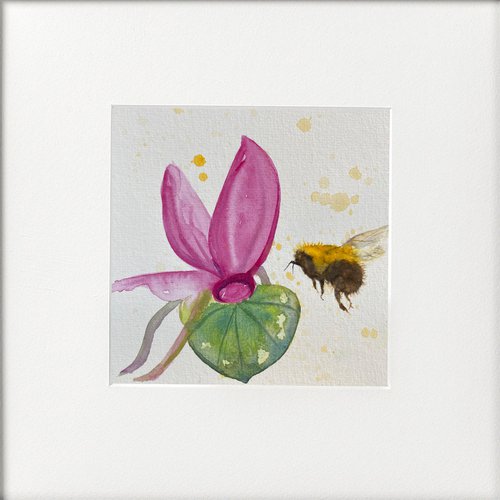 Bee & Cyclamen flower by Teresa Tanner