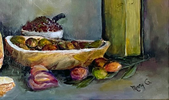 Hearty Delicious Olives Original Oil Painting 11x14 Gold Frame