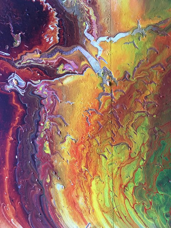 "Line In The Sand" - FREE USA SHIPPING - Original Abstract PMS Fluid Acrylic Painting - 36 x 18 inches