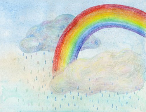 Lovely rainbow children illustration by Liliya Rodnikova