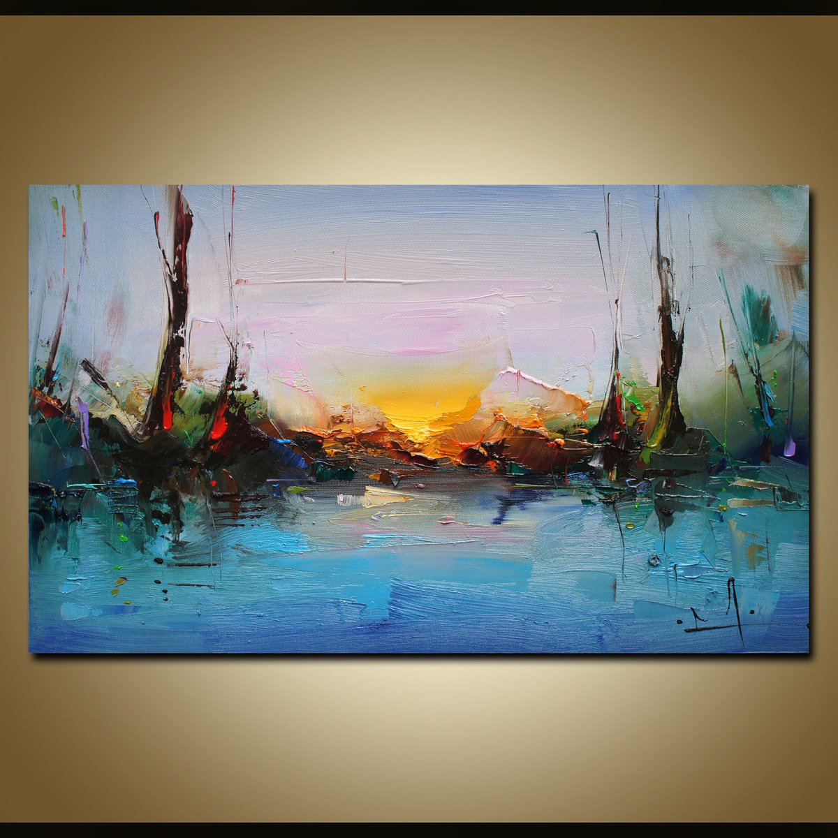 Expressive Landscape Oil Painting By Stanislav Lazarov, 20 X 12", Forest Tale, Original Artwork