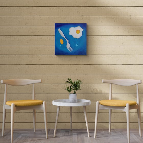 Still life with baked egg