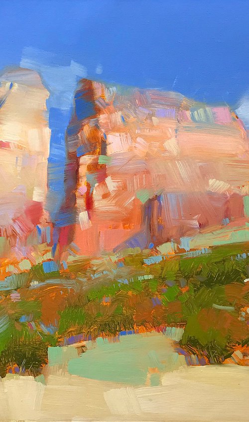 Red Stone, Original oil painting, Handmade artwork, One of a kind by Vahe Yeremyan