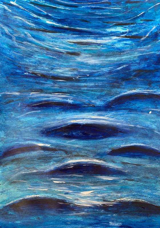 Water Seascape Painting for Home Decor, Blue Impressions Wall Art Decor, Artfinder Gift Ideas