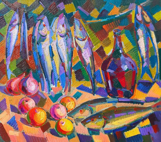 Fish, fruit and wine
