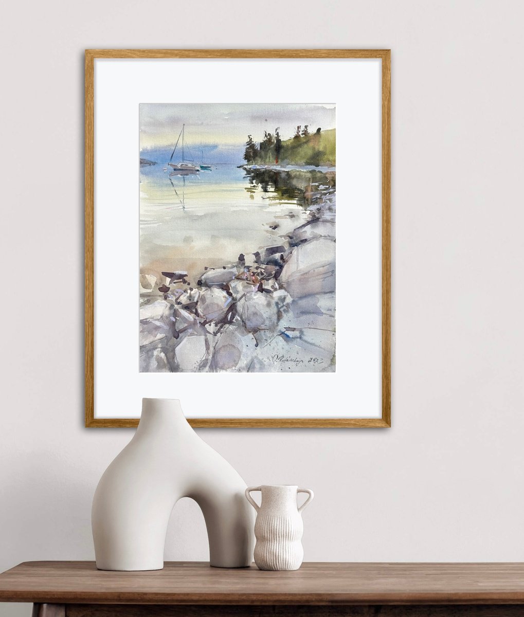 Impressionistic Landscape Watercolour By Olha Retunska, 11 X 15", Okanagan View, Original Artwork