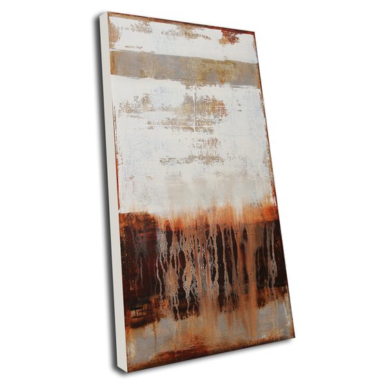 BORDERLINE - 120 X 60 CMS - ABSTRACT PAINTING TEXTURED * BEIGE * RUST
