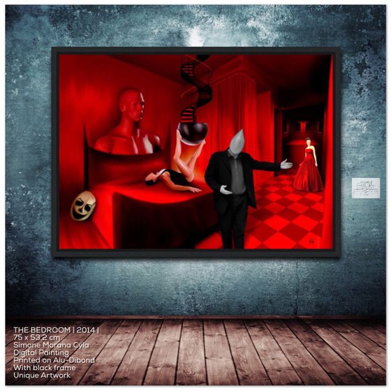 THE BEDROOM | Digital Painting printed on Alu-Dibond with Black wood frame | Unique Artwork | 2014 | Simone Morana Cyla | 75 x 53 cm | Art Gallery Quality | Published |