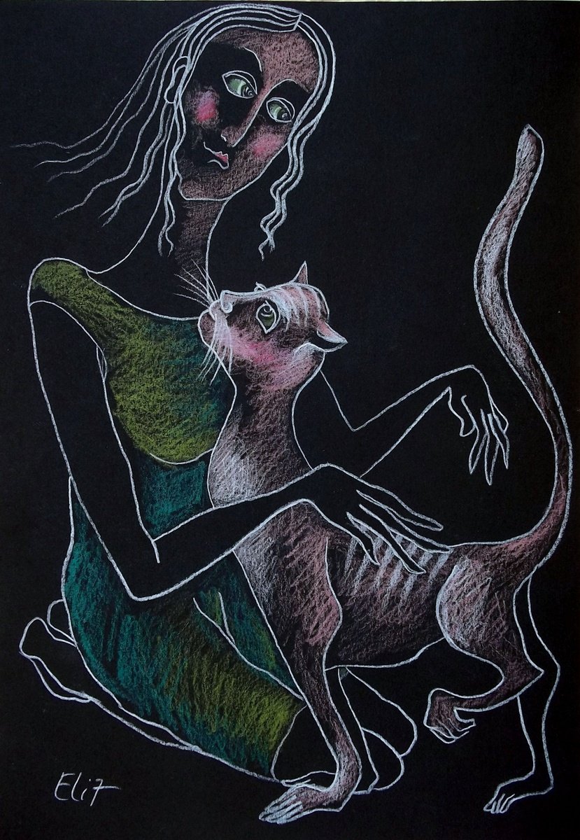 Expressive Animal Pencil Drawing By Elisheva Nesis, 9 X 13, It