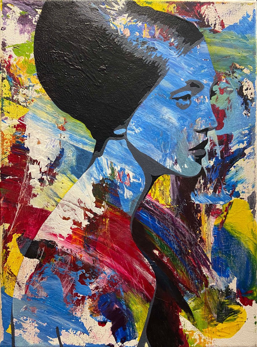 Urban And Pop Portrait Acrylic Painting By Mike Ferrari, 12 X 16", Martha, Original Artwork