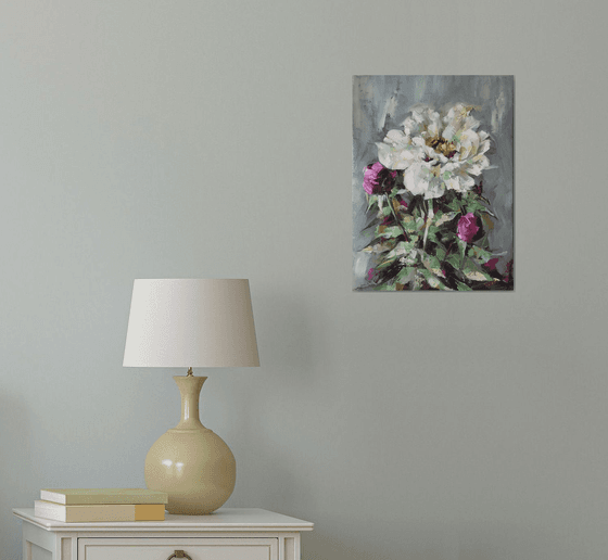 Japanese peony. one of a kind, original artwork, handmade art.