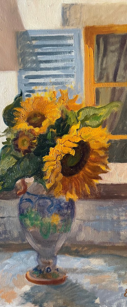 Tuscan sunflowers by Elina Arbidane
