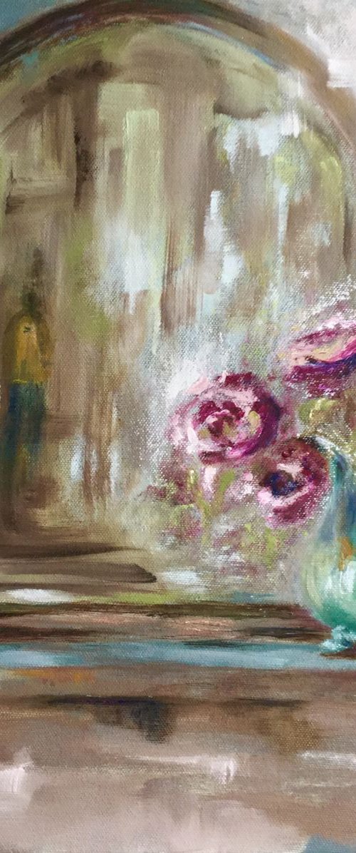 Chasing Reflections  Impressionist Flowers / Still Life by Rebecca Pells