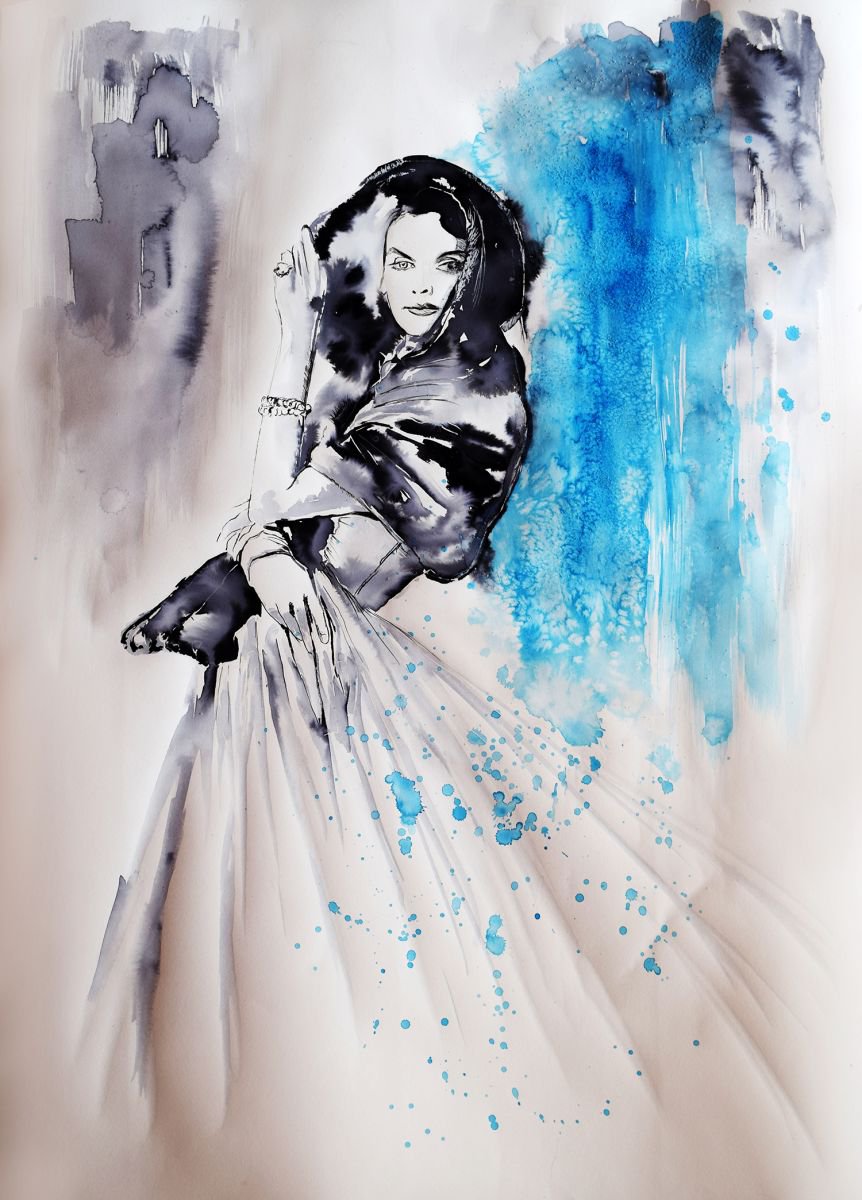 Winter in Fashion / Series of ink painting on paper by Anna Sidi-Yacoub