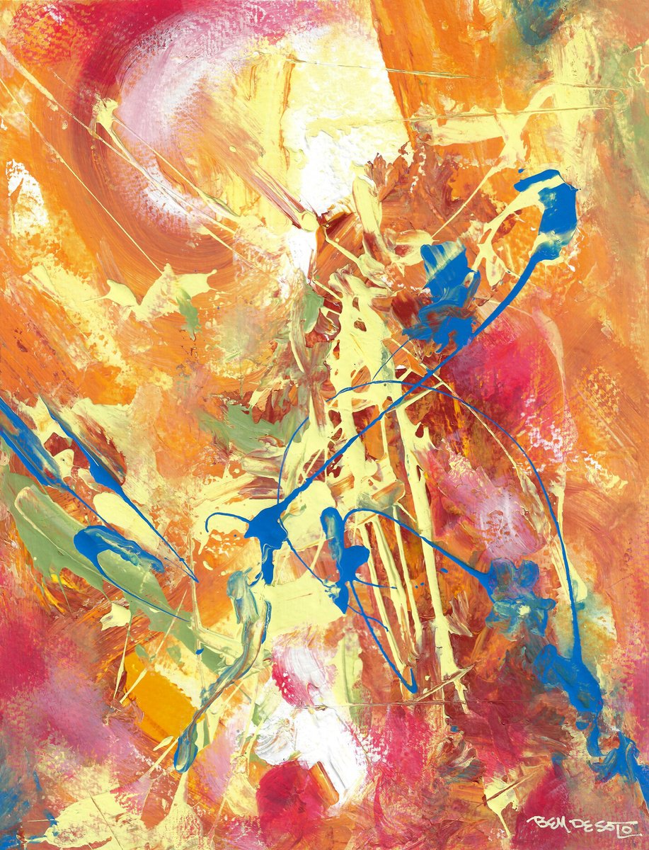 Abstract Acrylic Painting By Ben De Soto, 10 X 13, Abstract Q1, Original Artwork