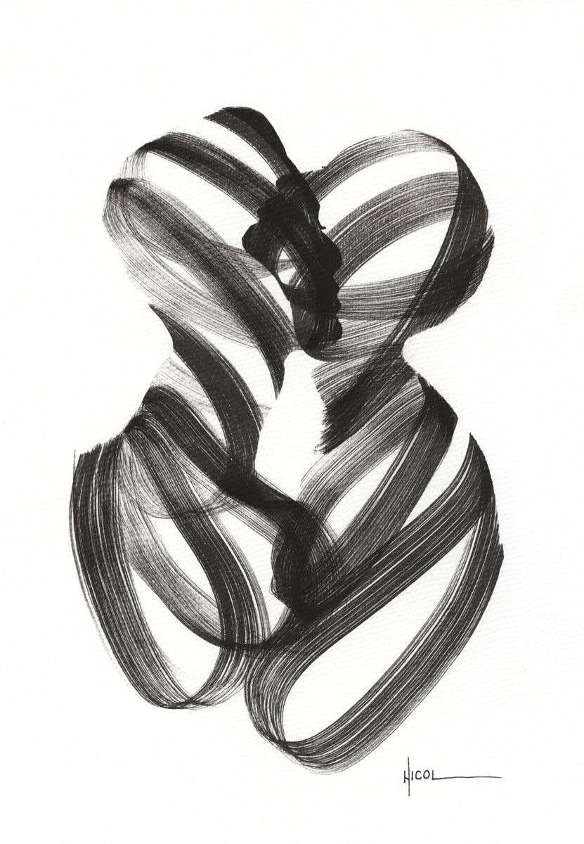 Expressive Ink Drawing , Interwoven Voices By Nicol Vacaru, 11 X 15, Artwork For Sale On Artfinder