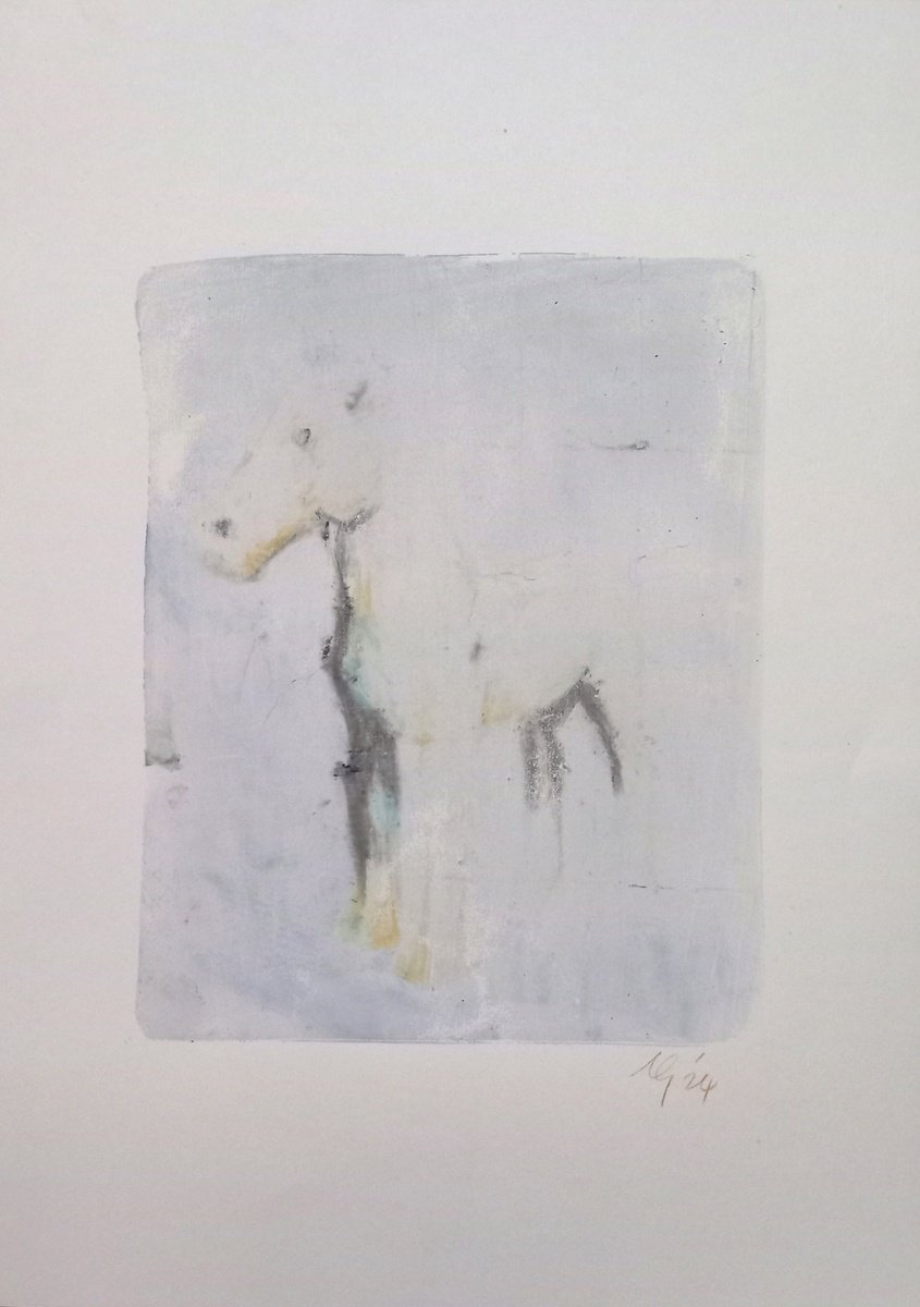 Impressionistic Animal Limited Edition Print By Adam Grose Ma Pgce, 12 X 17, Pale Horse, Original Artwork