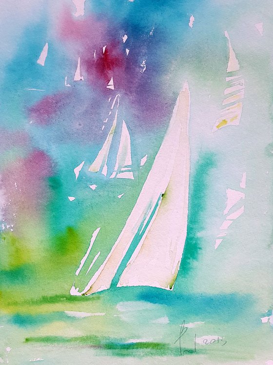 SAILING  original watercolour 24X32