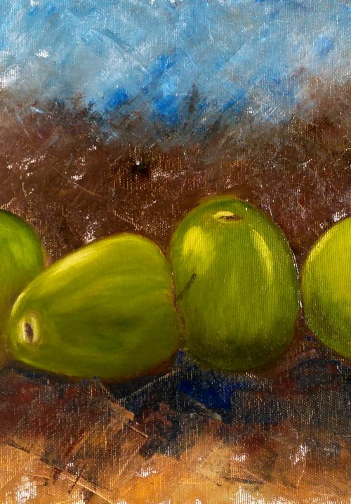 Apples Original Oil Canvas Wall Art 20 by 12" by Halyna Kirichenko