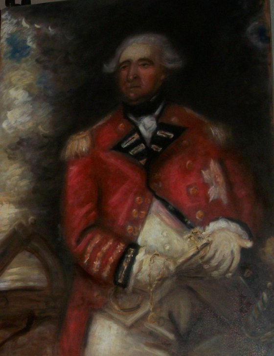 Large Oil Sketch influenced by Reynolds portrait of Lord Heathfield.