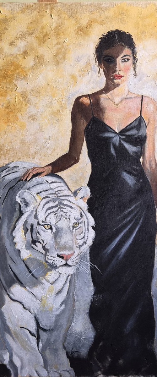 White Tiger, Black Dress by Ira Whittaker