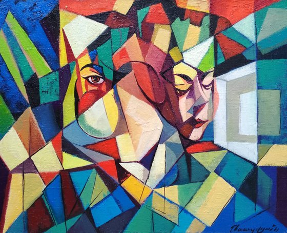 Cubism - Look (40x50cm, cubism, oil painting, ready to hang)