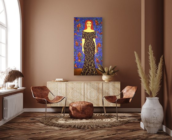 Woman with Golden Koi