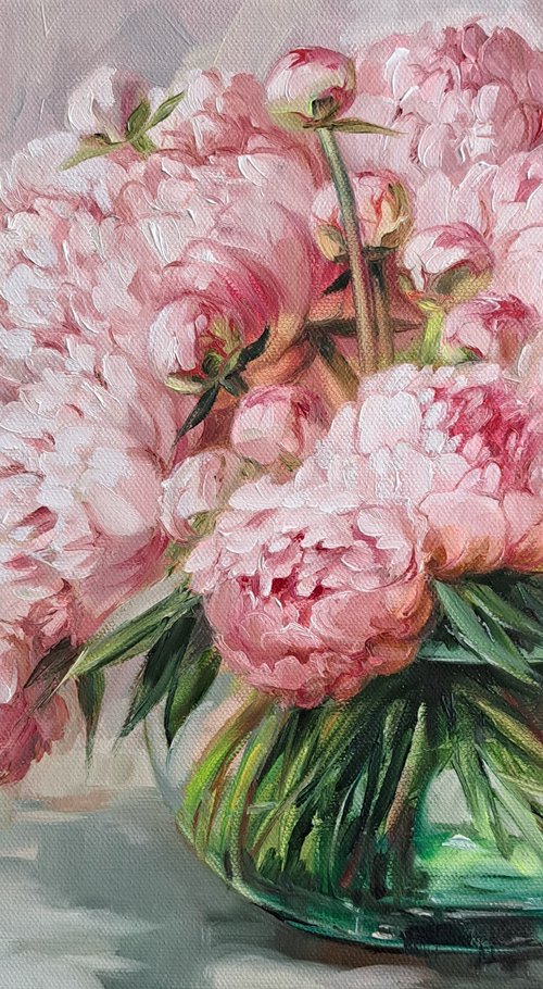 Peonies in vase by Nataly Derevyanko