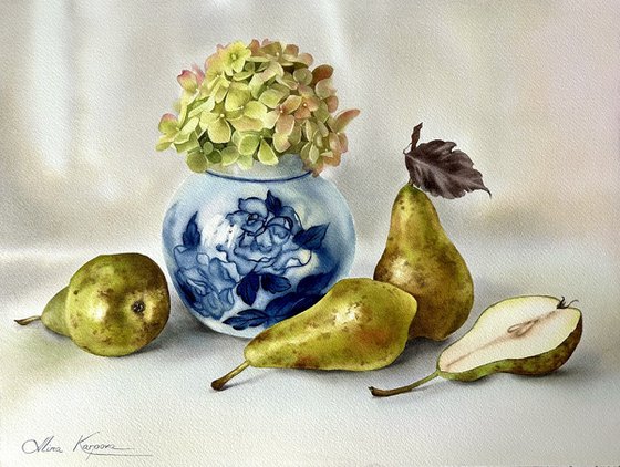 Hydrangea and pears