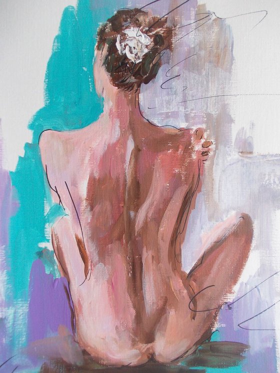 Nude Woman Study - Acrylic Painting on Paper