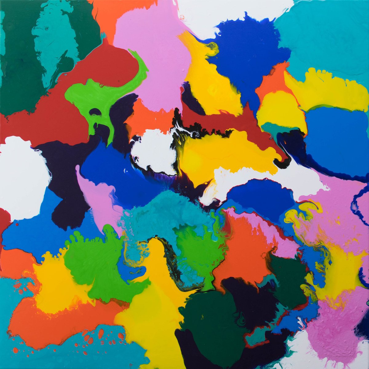 Abstract Acrylic Painting By Km Arts, 35 X 35", All Sewn Up, Original Artwork