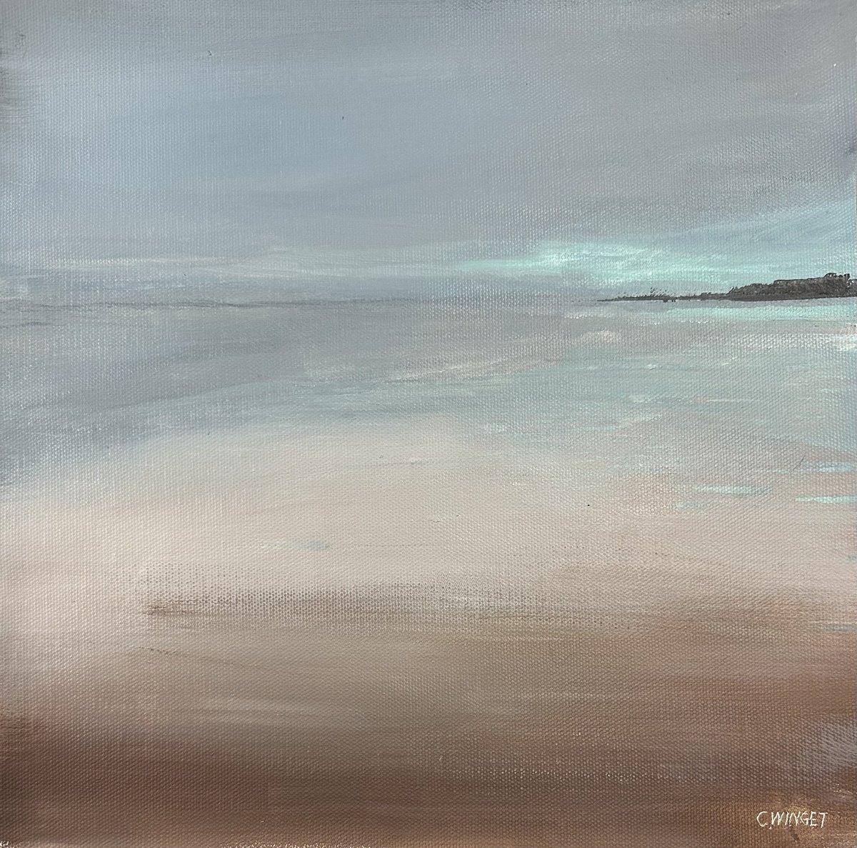 Impressionistic Landscape Acrylic Painting By Catherine Winget, 12 X 12, North Norfolk Coast - Seascape, Original Artwork