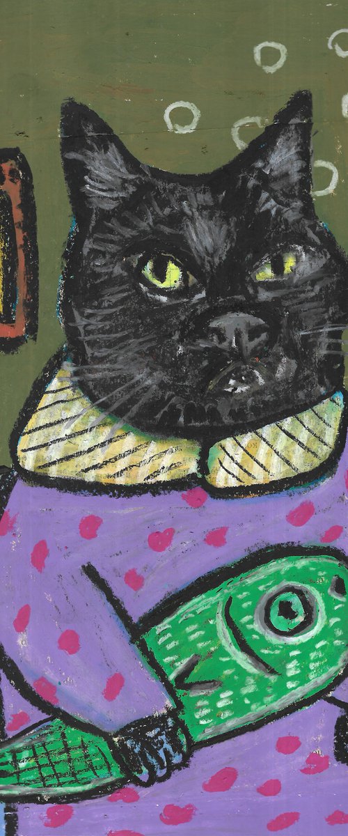 Cat with fish #7 by Pavel Kuragin