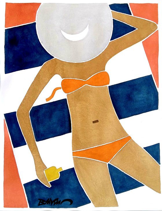 woman with orange bikini