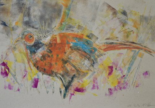 Pheasant monoprint 3/3 by Michelle Parsons