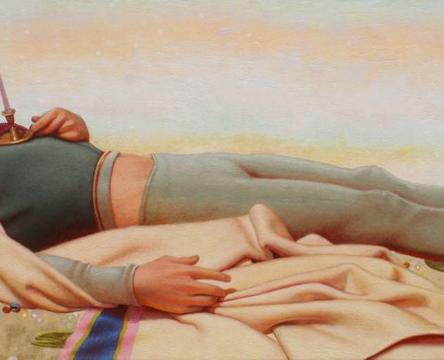 "The Dream", 30"x10" (76.2 x 25.4 CM) Oil and Gold Leaf on Birch Panel, 2014 (FRAMED) by Chris Sedgwick