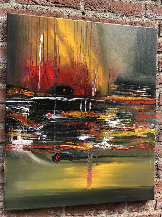" Burning " ,  Abstract Acrylic Painting - 50x60cm