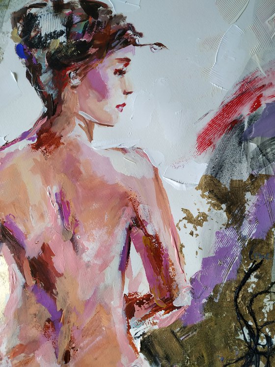 Glorious II- woman Painting on Paper