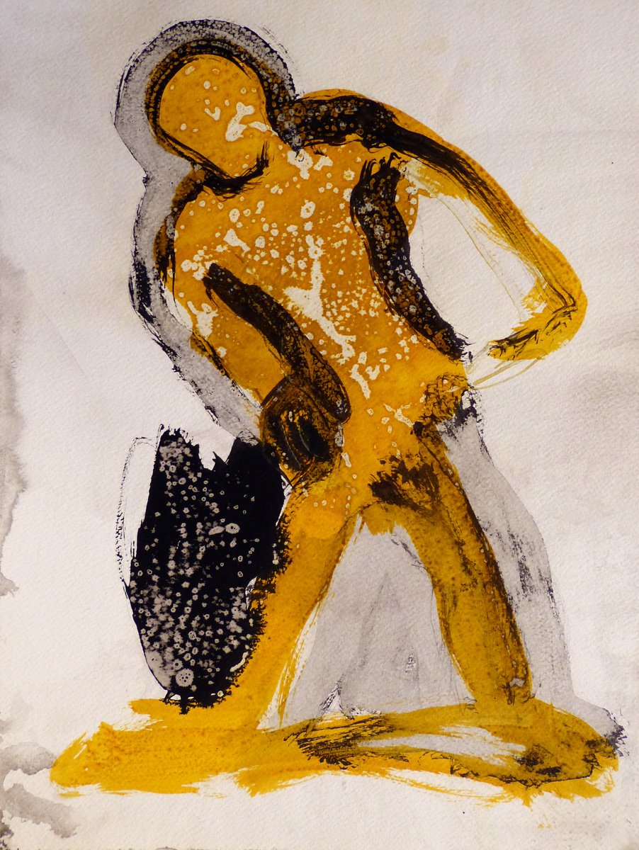 Expressive Portrait Ink Drawing By Frederic Belaubre, 11 X 16, Prolegomena Series E3, Original Artwork