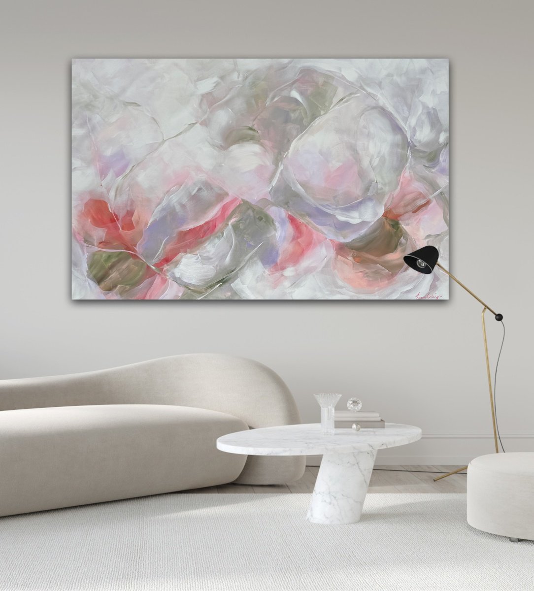 Abstract Botanical Acrylic Painting By Ivana Gigovic, 59 X 39, Bloom, Original Artwork