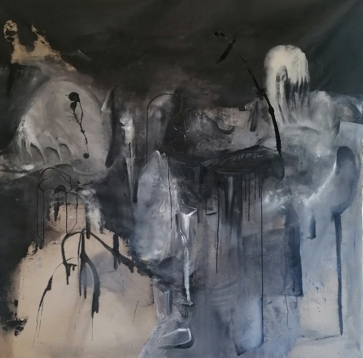 Abstract Oil Painting By Stefano Mazzolini, 63 X 63", Crima, Original Artwork