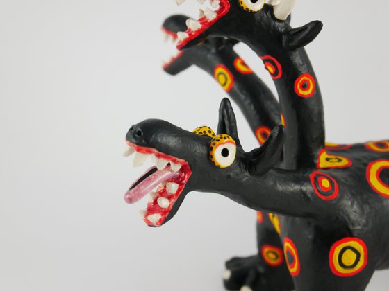 Black Cerberus with Colored Circles