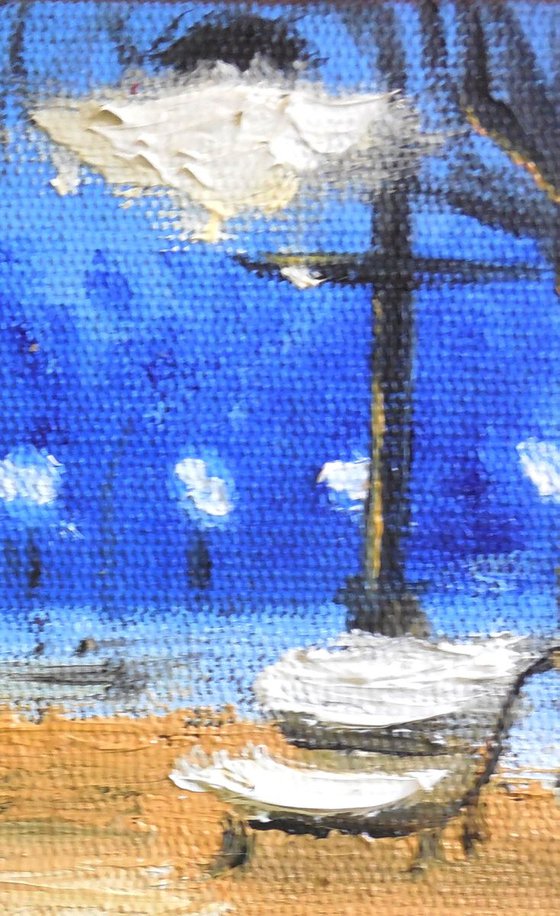 Night In winter park miniature painting