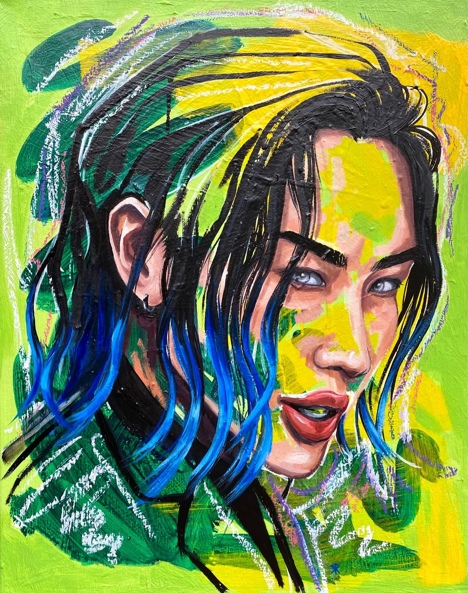 Urban And Pop Portrait Painting By Kate Revill, 16 X 20", When I Let Go Of What I Am, Original Artwork