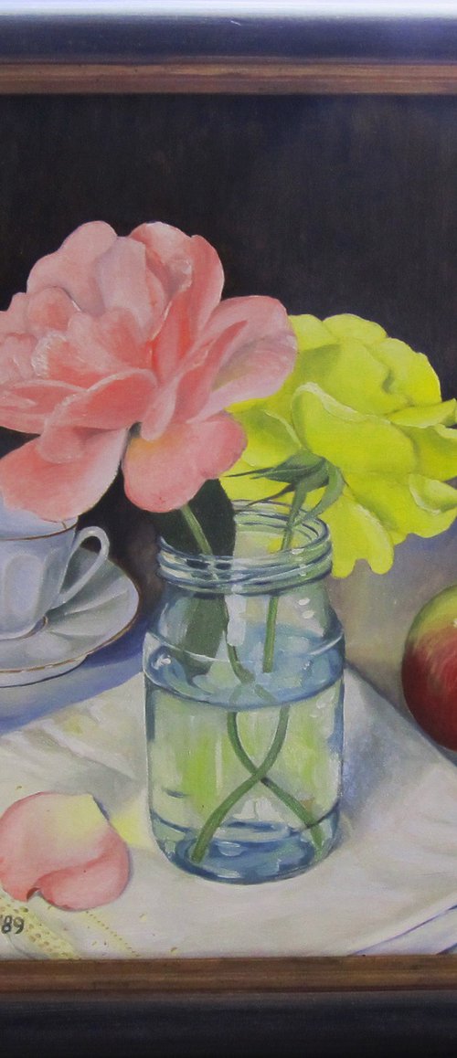 Still Life with Roses and Apple by Sophie Colmer-Stocker