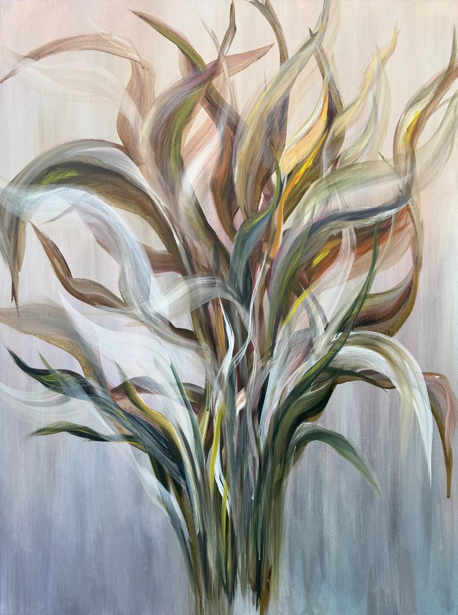 Impressionistic Botanical Acrylic Painting By Tanja Frost, 24 X 31", Bouquet Of Dreams, Original Artwork
