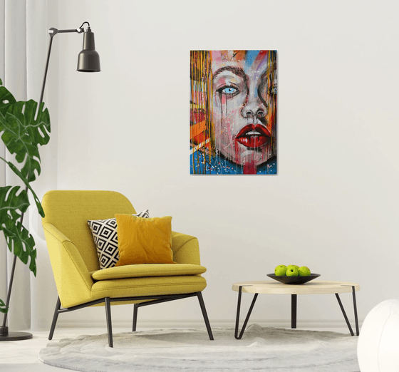 Say Yes - Original Modern Abstract Pop art Portrait