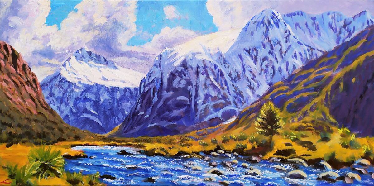 Mountain Valley By Elena Sokolova, 31 X 16, Artwork For Sale On Artfinder