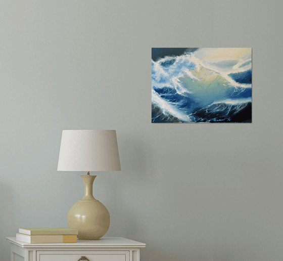 The power of wave Aivazovsky inspired nautical oil art oil seascape living room wall art marine painting, nautical art 100% Hand Painted