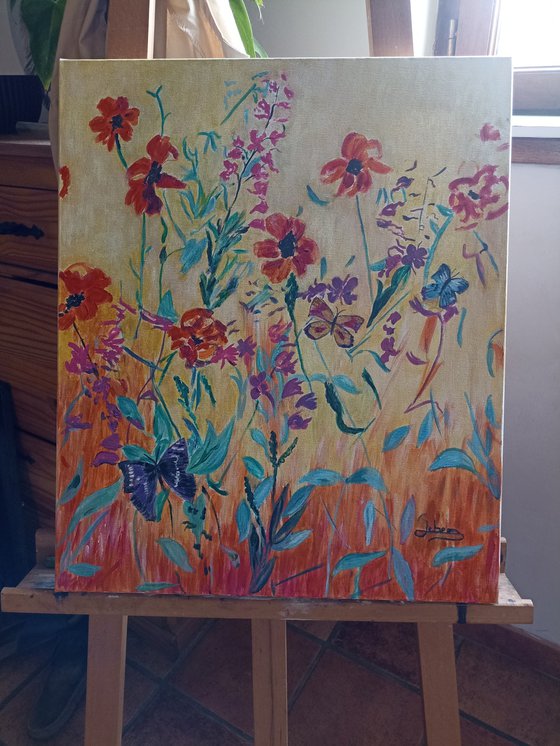 Butterflies and flowers